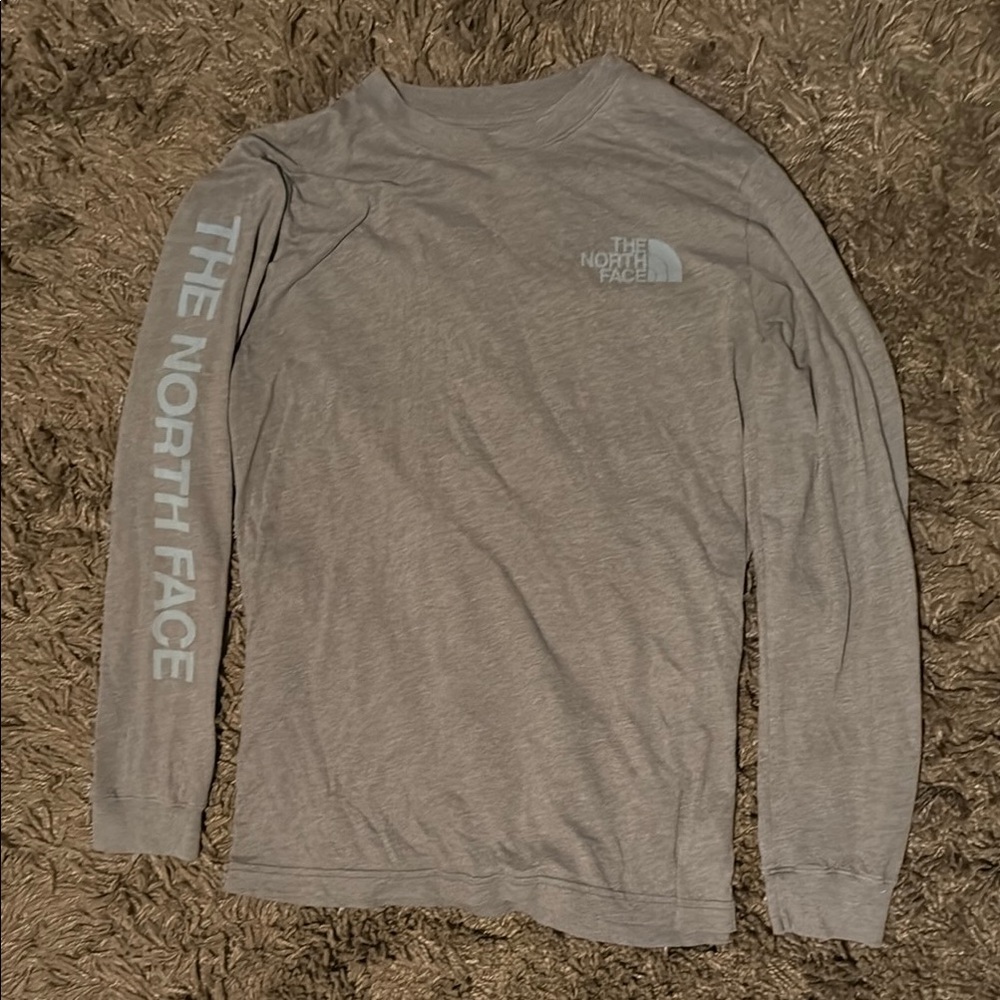 The North Face Shirt Mens Medium Gray Long Sleeve Logo Graphic Tee Tagless
